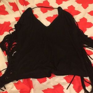 Black fringe top
